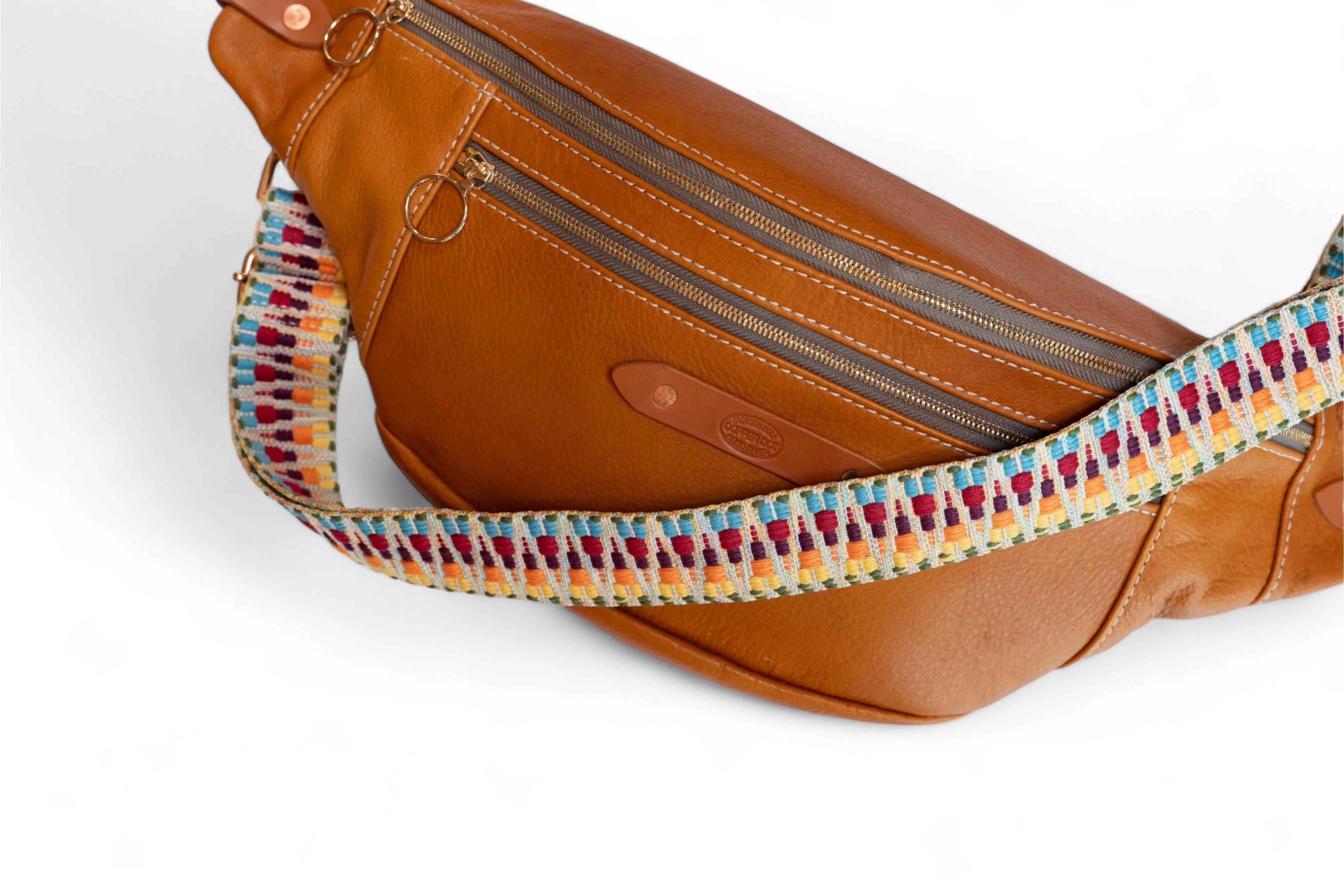 Webbing Shoulder Strap NEW Rainbow Embroidered/ Gold Hardware