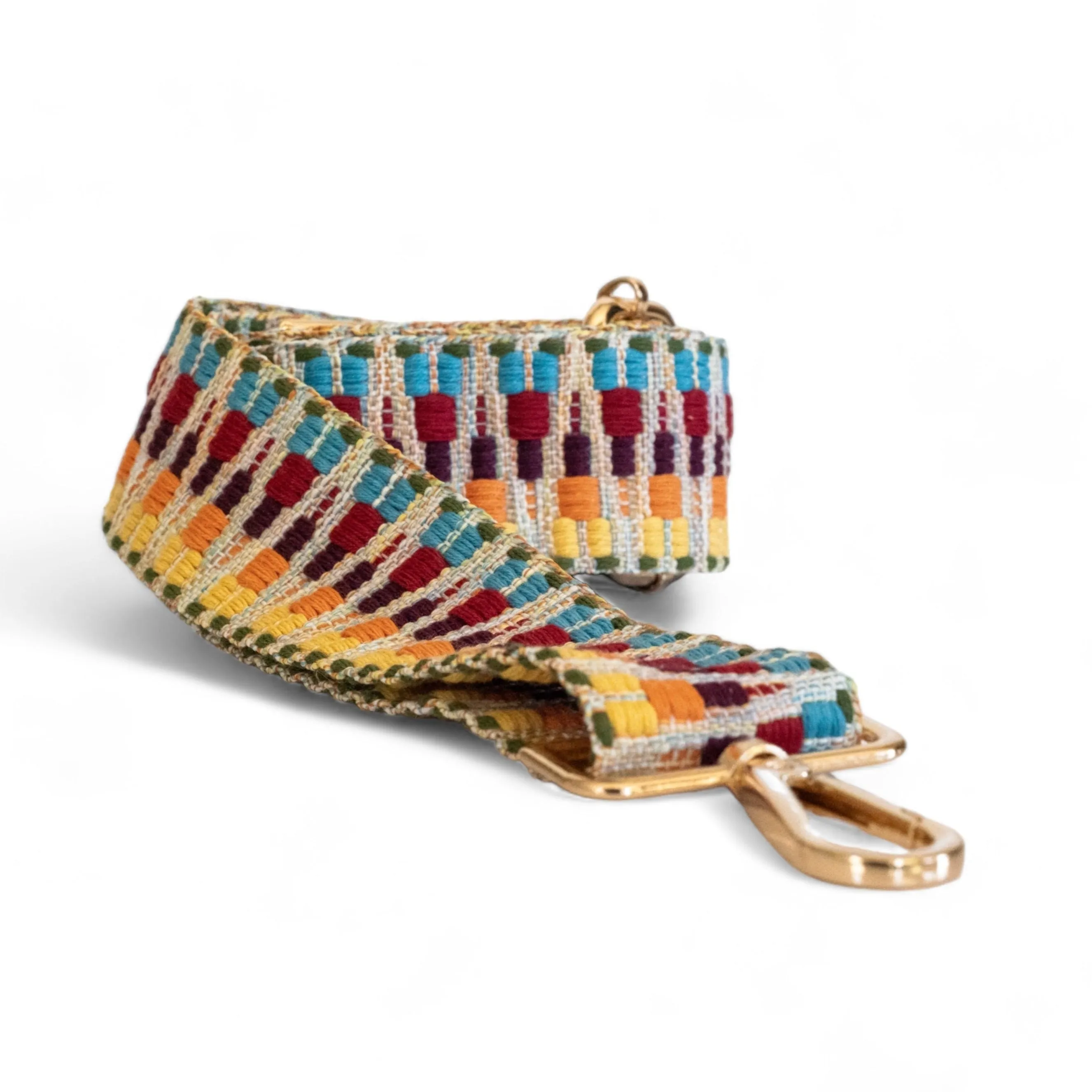 Webbing Shoulder Strap NEW Rainbow Embroidered/ Gold Hardware