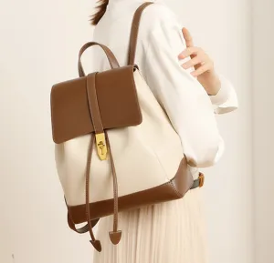 Women Classic Fashion Cowhide Casual Backpack