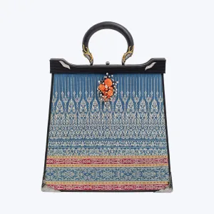 Woven Jewelled Silapacheep Handbag with Carved Blooming Roses